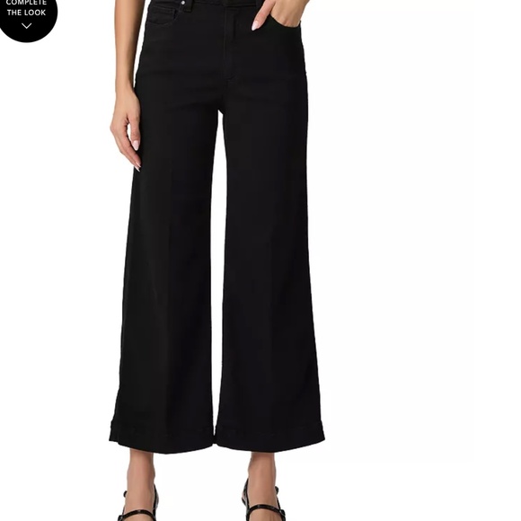 PAIGE "Anessa" High-Rise Crop Wide-Leg Jeans in Black Shadow: Sz. 29 - Picture 2 of 9